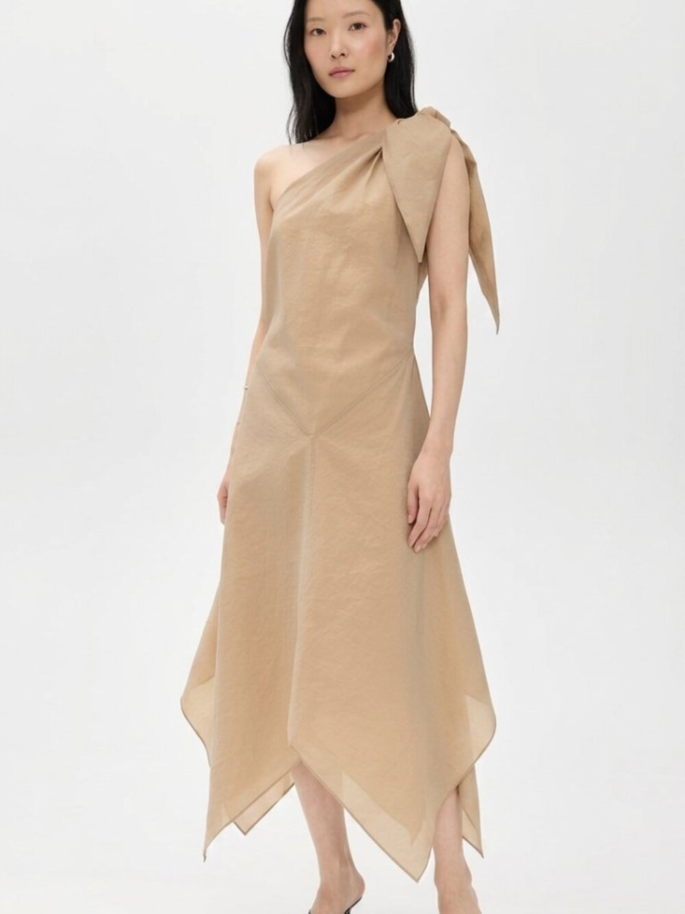 NWT RODJEBER THE SPRING HANDKERCHIEF HEM DRESS IN LIGHT KAKHI - L